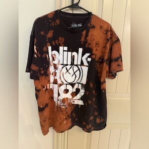BLINK-182 3 Bars Licensed Bleach Dyed Brown Cotton Alt Rock T-Shirt